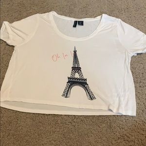 Cropped paris themed pj top women’s M